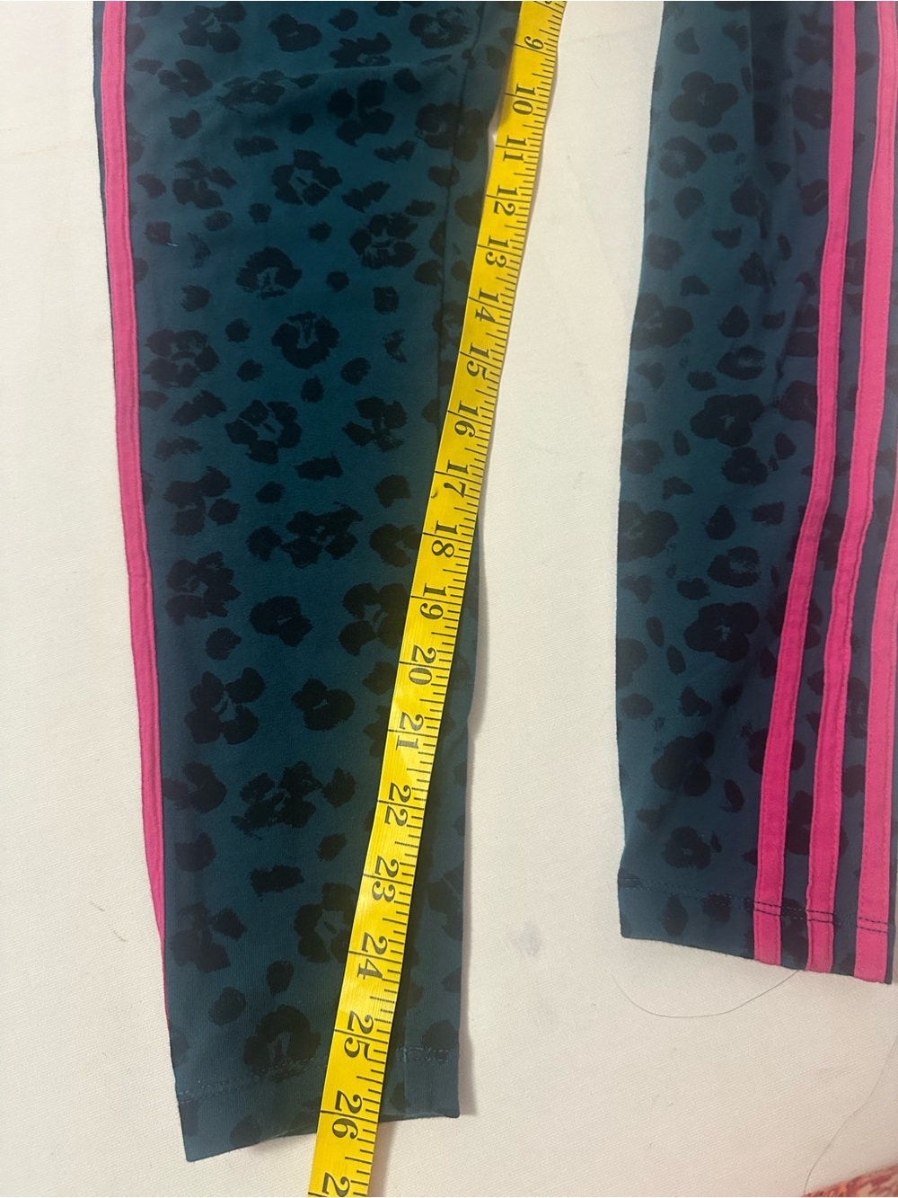 adidas Teal Leopard Print Track Pants with Pink Side Stripes - Picture 6 of 9